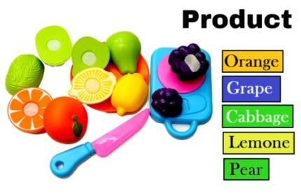 Vegetables with Cutting Board and Knife Toy for Kids, Multicolor